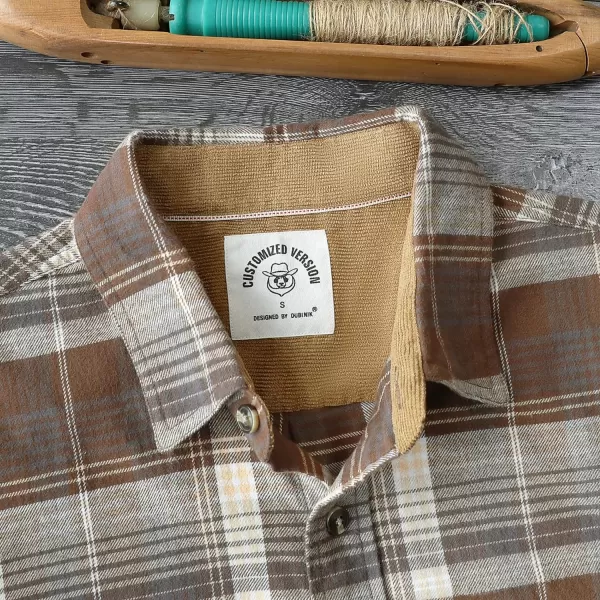 Dubinik® Mens Flannel Shirt Long Sleeve Button Down Plaid All Cotton Soft Brushed Flannel Shirt for Men Utility Casual Shirt