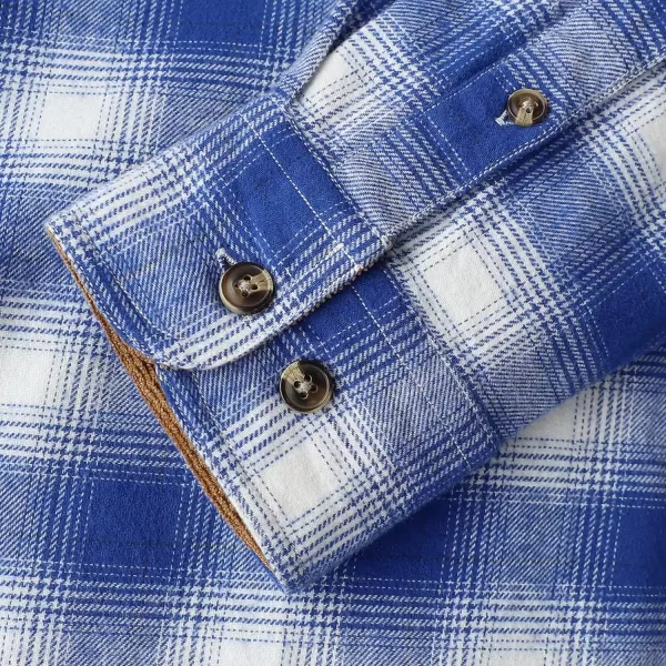 Dubinik® Mens Flannel Shirt Long Sleeve Button Down Plaid All Cotton Soft Brushed Flannel Shirt for Men Utility Casual Shirt