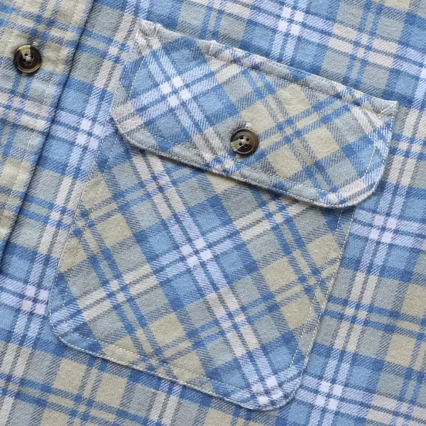 Dubinik® Mens Flannel Shirt Long Sleeve Button Down Plaid All Cotton Soft Brushed Flannel Shirt for Men Utility Casual Shirt