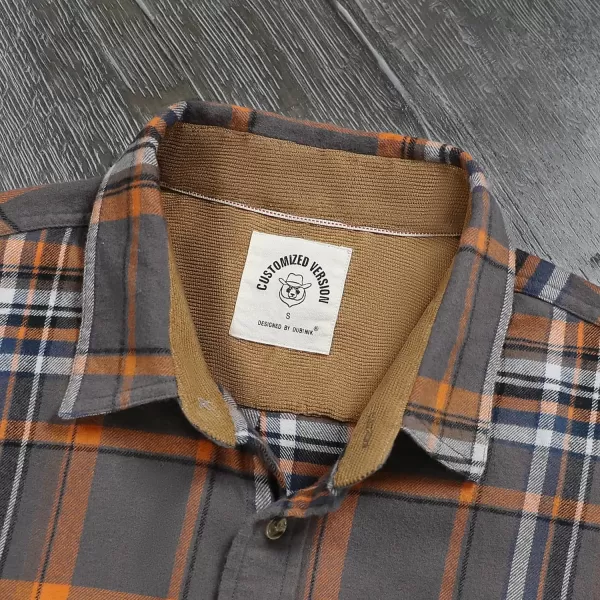 Dubinik® Mens Flannel Shirt Long Sleeve Button Down Plaid All Cotton Soft Brushed Flannel Shirt for Men Utility Casual Shirt