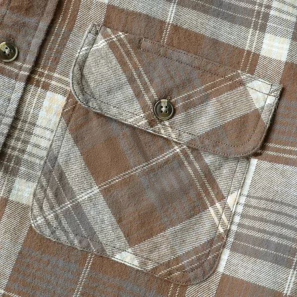 Dubinik® Mens Flannel Shirt Long Sleeve Button Down Plaid All Cotton Soft Brushed Flannel Shirt for Men Utility Casual Shirt