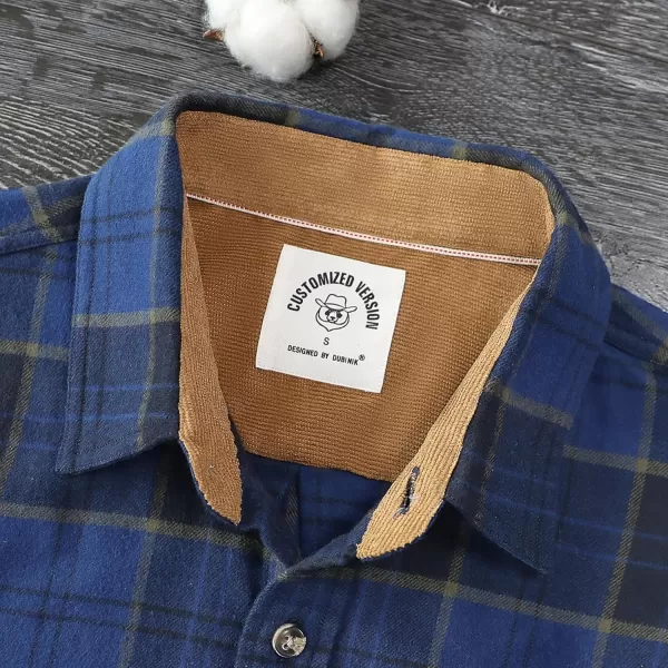 Dubinik® Mens Flannel Shirt Long Sleeve Button Down Plaid All Cotton Soft Brushed Flannel Shirt for Men Utility Casual Shirt