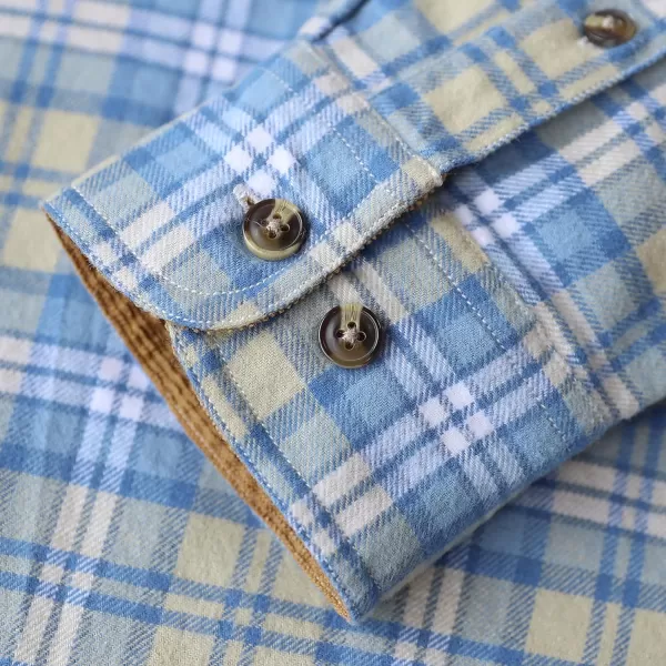 Dubinik® Mens Flannel Shirt Long Sleeve Button Down Plaid All Cotton Soft Brushed Flannel Shirt for Men Utility Casual Shirt