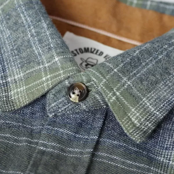Dubinik® Mens Flannel Shirt Long Sleeve Button Down Plaid All Cotton Soft Brushed Flannel Shirt for Men Utility Casual Shirt