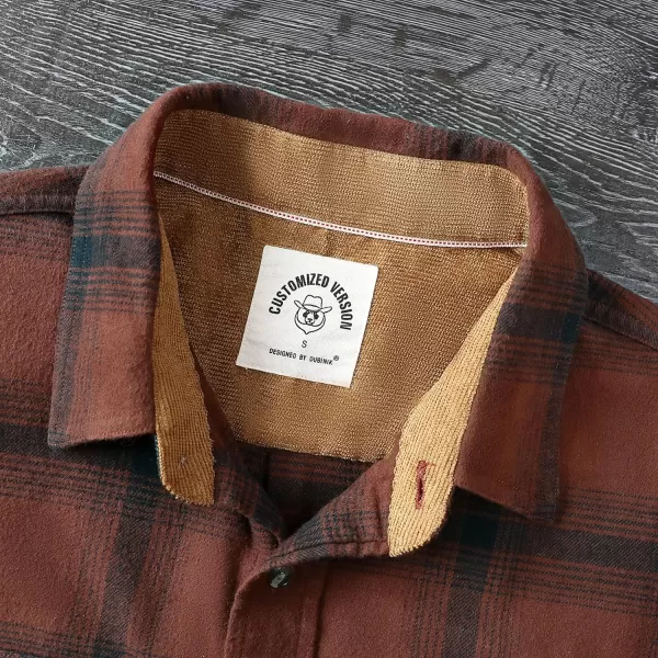 Dubinik® Mens Flannel Shirt Long Sleeve Button Down Plaid All Cotton Soft Brushed Flannel Shirt for Men Utility Casual Shirt