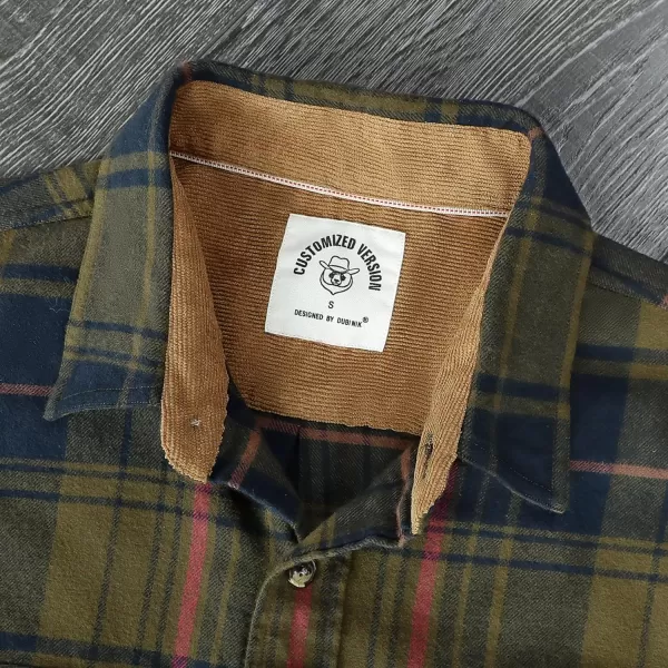 Dubinik® Mens Flannel Shirt Long Sleeve Button Down Plaid All Cotton Soft Brushed Flannel Shirt for Men Utility Casual Shirt