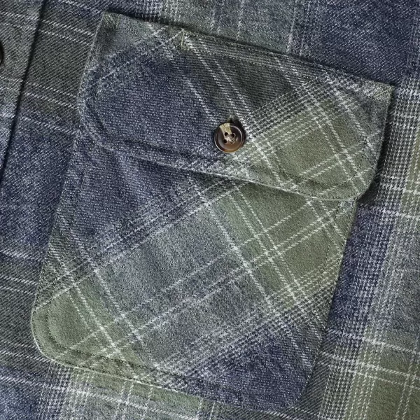 Dubinik® Mens Flannel Shirt Long Sleeve Button Down Plaid All Cotton Soft Brushed Flannel Shirt for Men Utility Casual Shirt