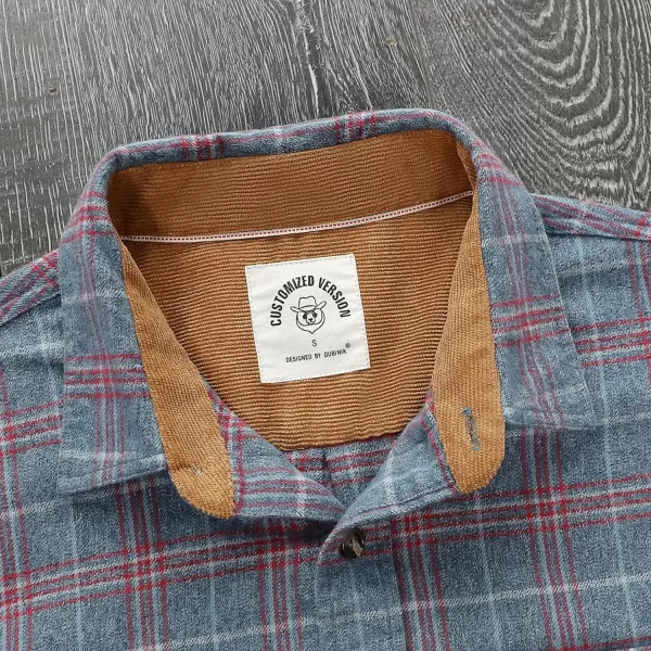 Dubinik® Mens Flannel Shirt Long Sleeve Button Down Plaid All Cotton Soft Brushed Flannel Shirt for Men Utility Casual Shirt