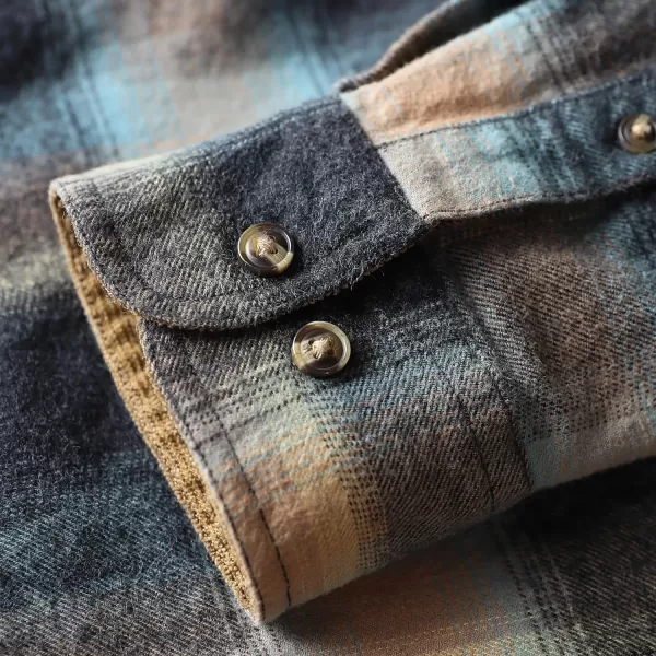 Dubinik® Mens Flannel Shirt Long Sleeve Button Down Plaid All Cotton Soft Brushed Flannel Shirt for Men Utility Casual Shirt