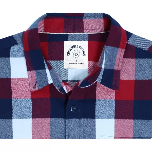 Dubinik® Mens Flannel Shirt Long Sleeve Plaid Flannel Shirt for Men Soft 100% Cotton Casual Button Down Shirts Regular Fit