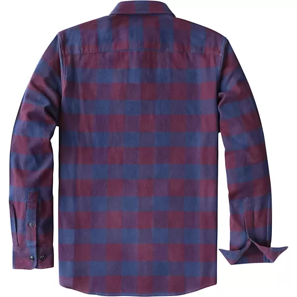 Dubinik® Mens Flannel Shirt Long Sleeve Plaid Flannel Shirt for Men Soft 100% Cotton Casual Button Down Shirts Regular Fit