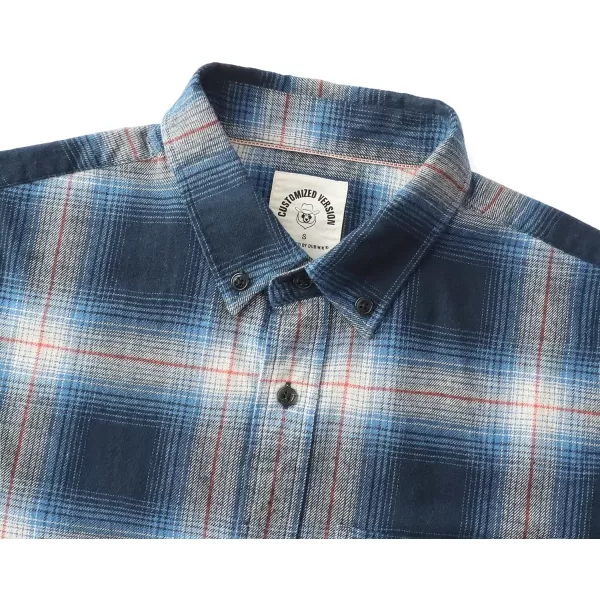 Dubinik® Mens Flannel Shirt Long Sleeve Plaid Flannel Shirt for Men Soft 100% Cotton Casual Button Down Shirts Regular Fit