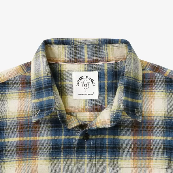 Dubinik® Mens Flannel Shirt Long Sleeve Plaid Flannel Shirt for Men Soft 100% Cotton Casual Button Down Shirts Regular Fit