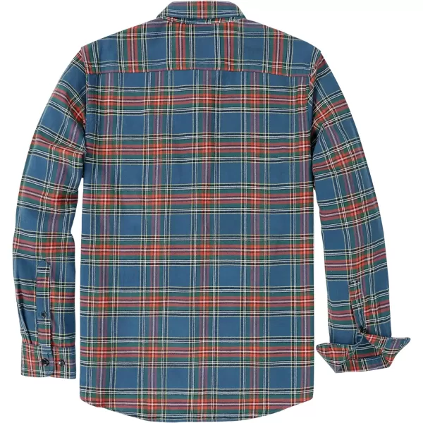 Dubinik® Mens Flannel Shirt Long Sleeve Plaid Flannel Shirt for Men Soft 100% Cotton Casual Button Down Shirts Regular Fit