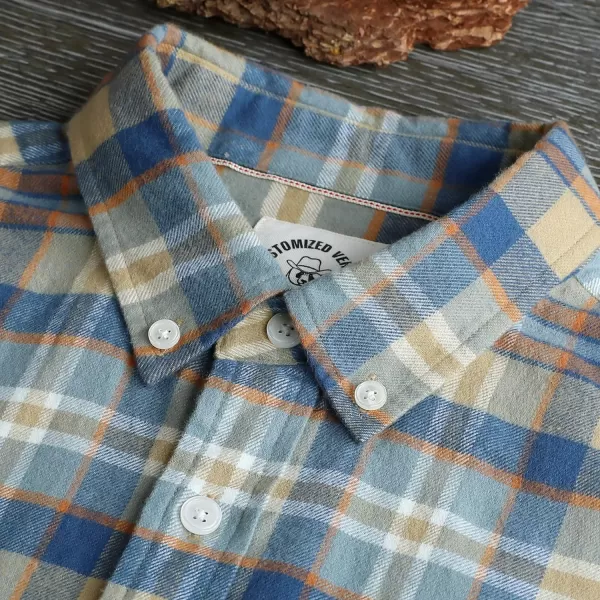 Dubinik® Mens Flannel Shirt Long Sleeve Plaid Flannel Shirt for Men Soft 100% Cotton Casual Button Down Shirts Regular Fit