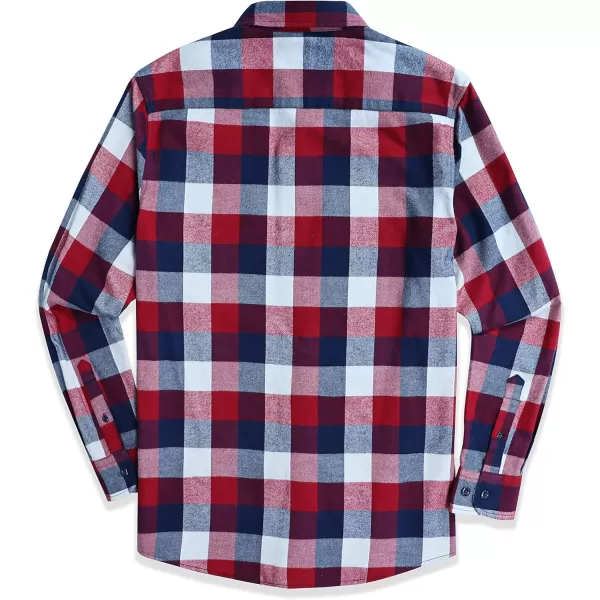 Dubinik® Mens Flannel Shirt Long Sleeve Plaid Flannel Shirt for Men Soft 100% Cotton Casual Button Down Shirts Regular Fit