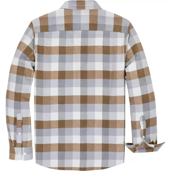 Dubinik® Mens Flannel Shirt Long Sleeve Plaid Flannel Shirt for Men Soft 100% Cotton Casual Button Down Shirts Regular Fit