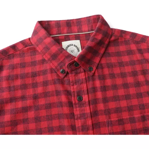 Dubinik® Mens Flannel Shirt Long Sleeve Plaid Flannel Shirt for Men Soft 100% Cotton Casual Button Down Shirts Regular Fit