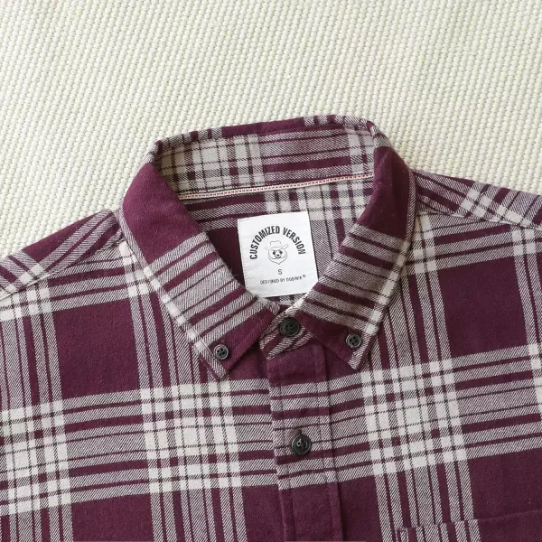 Dubinik® Mens Flannel Shirt Long Sleeve Plaid Flannel Shirt for Men Soft 100% Cotton Casual Button Down Shirts Regular Fit