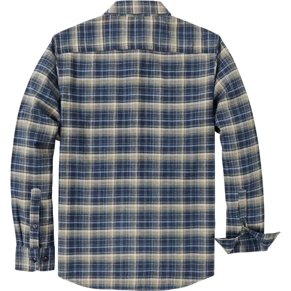 Dubinik® Mens Flannel Shirt Long Sleeve Plaid Flannel Shirt for Men Soft 100% Cotton Casual Button Down Shirts Regular Fit