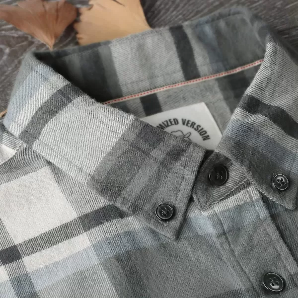 Dubinik® Mens Flannel Shirt Long Sleeve Plaid Flannel Shirt for Men Soft 100% Cotton Casual Button Down Shirts Regular Fit