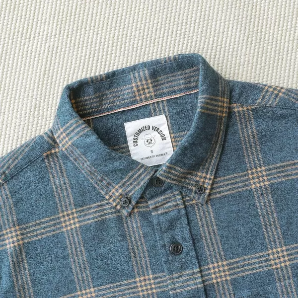 Dubinik® Mens Flannel Shirt Long Sleeve Plaid Flannel Shirt for Men Soft 100% Cotton Casual Button Down Shirts Regular Fit