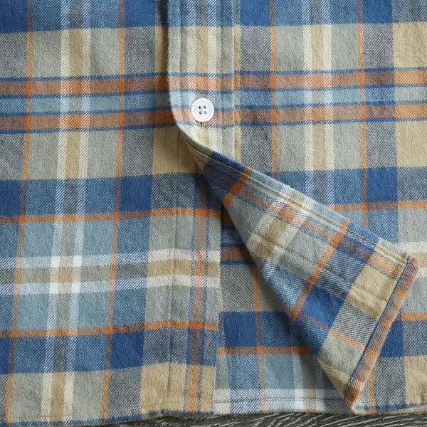 Dubinik® Mens Flannel Shirt Long Sleeve Plaid Flannel Shirt for Men Soft 100% Cotton Casual Button Down Shirts Regular Fit