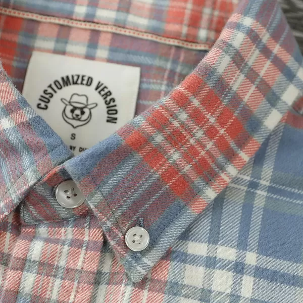 Dubinik® Mens Flannel Shirt Long Sleeve Plaid Flannel Shirt for Men Soft 100% Cotton Casual Button Down Shirts Regular Fit