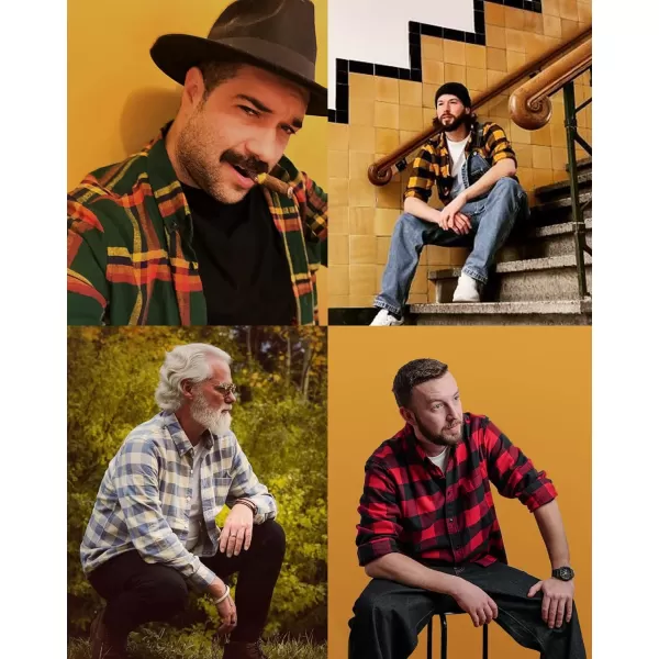 Dubinik® Mens Flannel Shirt Long Sleeve Plaid Flannel Shirt for Men Soft 100% Cotton Casual Button Down Shirts Regular Fit
