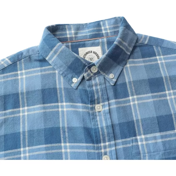 Dubinik® Mens Flannel Shirt Long Sleeve Plaid Flannel Shirt for Men Soft 100% Cotton Casual Button Down Shirts Regular Fit