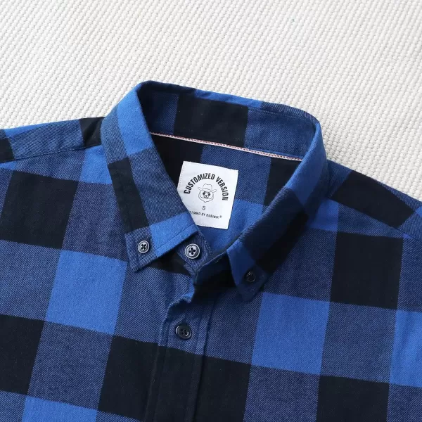 Dubinik® Mens Flannel Shirt Long Sleeve Plaid Flannel Shirt for Men Soft 100% Cotton Casual Button Down Shirts Regular Fit