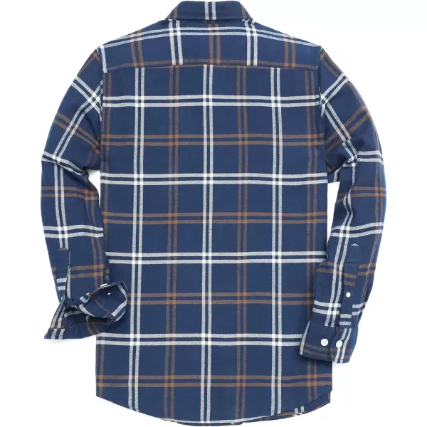Dubinik® Mens Flannel Shirt Long Sleeve Plaid Flannel Shirt for Men Soft 100% Cotton Casual Button Down Shirts Regular Fit
