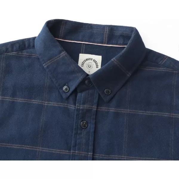 Dubinik® Mens Flannel Shirt Long Sleeve Plaid Flannel Shirt for Men Soft 100% Cotton Casual Button Down Shirts Regular Fit