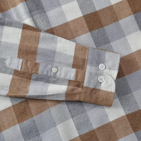 Dubinik® Mens Flannel Shirt Long Sleeve Plaid Flannel Shirt for Men Soft 100% Cotton Casual Button Down Shirts Regular Fit