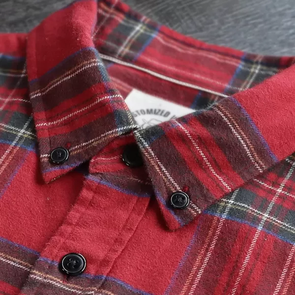 Dubinik® Mens Flannel Shirt Long Sleeve Plaid Flannel Shirt for Men Soft 100% Cotton Casual Button Down Shirts Regular Fit