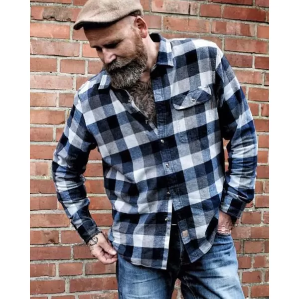 Dubinik® Mens Flannel Shirts Long Sleeve Flannel Shirt for Men Casual Button Down Brushed 100% Cotton Shirt