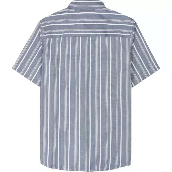 Dubinik® Mens Short Sleeve Button Down Mens Button Up Short Sleeve Two Pockets Soft Vintage Regular Fit Mens Casual Shirts