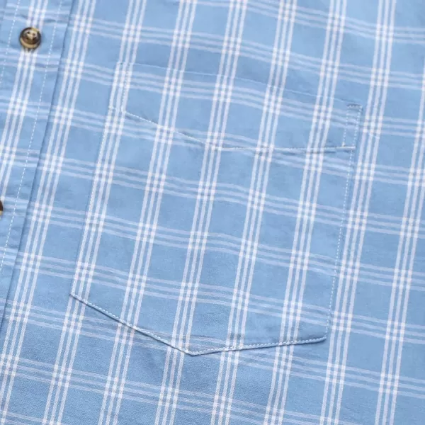 Dubinik® Mens Short Sleeve Button Down Shirts 100% Cotton Plaid Men's Casual Button-Down Shirts with Pocket
