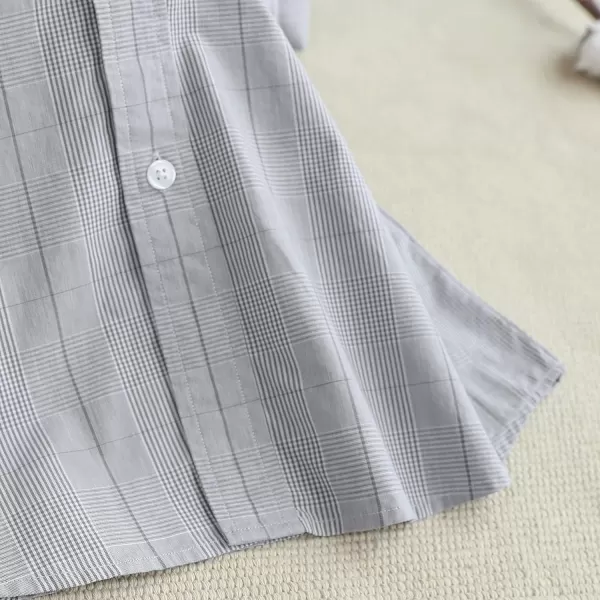Dubinik® Mens Short Sleeve Button Down Shirts 100% Cotton Plaid Men's Casual Button-Down Shirts with Pocket