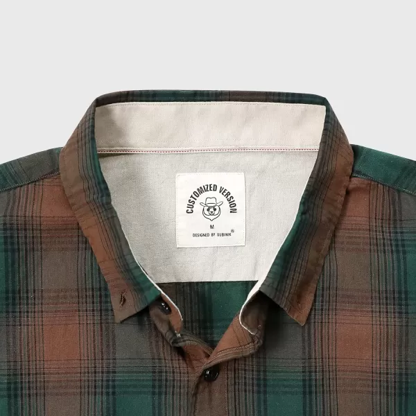 Dubinik® Mens Short Sleeve Button Down Shirts 100% Cotton Plaid Men's Casual Button-Down Shirts with Pocket