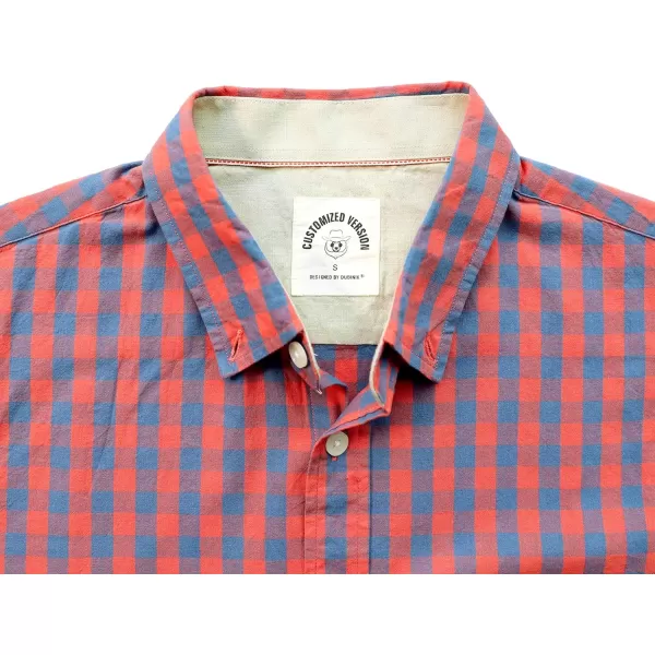 Dubinik® Mens Short Sleeve Button Down Shirts 100% Cotton Plaid Men's Casual Button-Down Shirts with Pocket