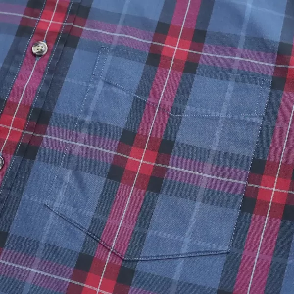 Dubinik® Mens Short Sleeve Button Down Shirts 100% Cotton Plaid Men's Casual Button-Down Shirts with Pocket