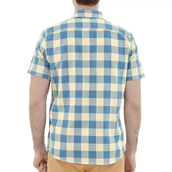 Dubinik® Mens Short Sleeve Button Down Shirts 100% Cotton Plaid Men's Casual Button-Down Shirts with Pocket