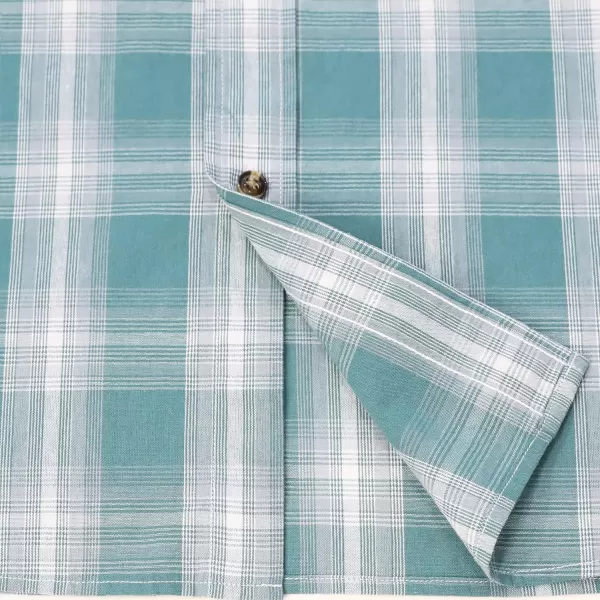 Dubinik® Mens Short Sleeve Button Down Shirts 100% Cotton Plaid Men's Casual Button-Down Shirts with Pocket