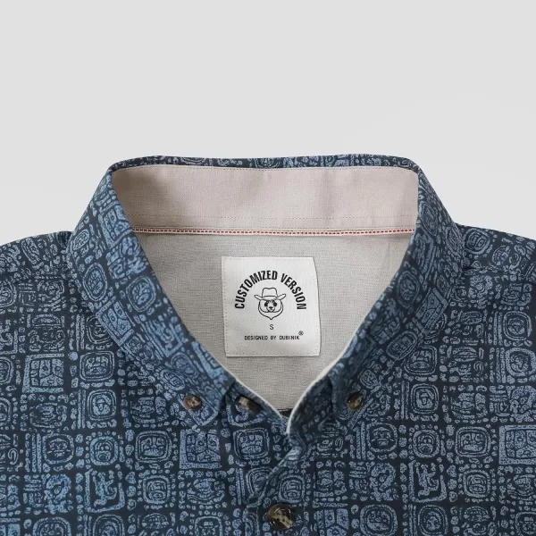 Dubinik® Mens Short Sleeve Button Down Shirts 100% Cotton Plaid Men's Casual Button-Down Shirts with Pocket