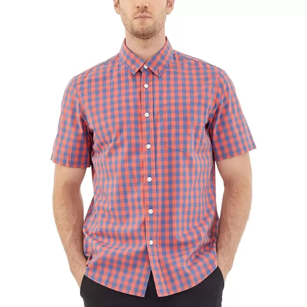 Dubinik® Mens Short Sleeve Button Down Shirts 100% Cotton Plaid Men's Casual Button-Down Shirts with Pocket