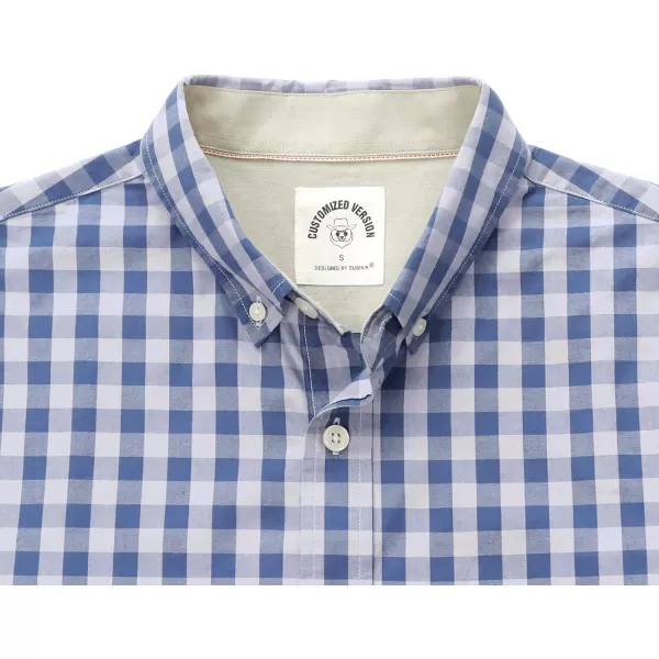 Dubinik® Mens Short Sleeve Button Down Shirts 100% Cotton Plaid Men's Casual Button-Down Shirts with Pocket