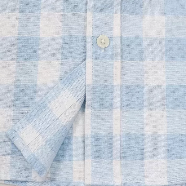 Dubinik® Mens Short Sleeve Button Down Shirts 100% Cotton Plaid Men's Casual Button-Down Shirts with Pocket