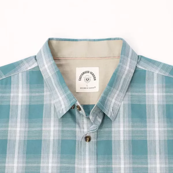 Dubinik® Mens Short Sleeve Button Down Shirts 100% Cotton Plaid Men's Casual Button-Down Shirts with Pocket