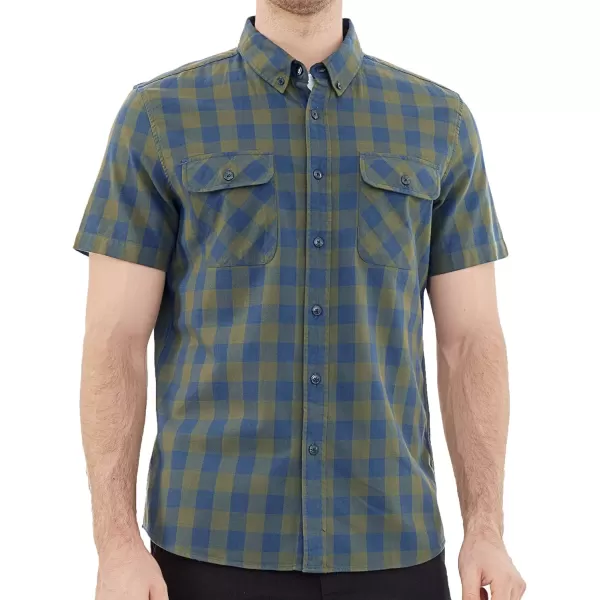 Dubinik® Mens Short Sleeve Button Down Shirts 100% Cotton Plaid Men's Casual Button-Down Shirts with Pocket